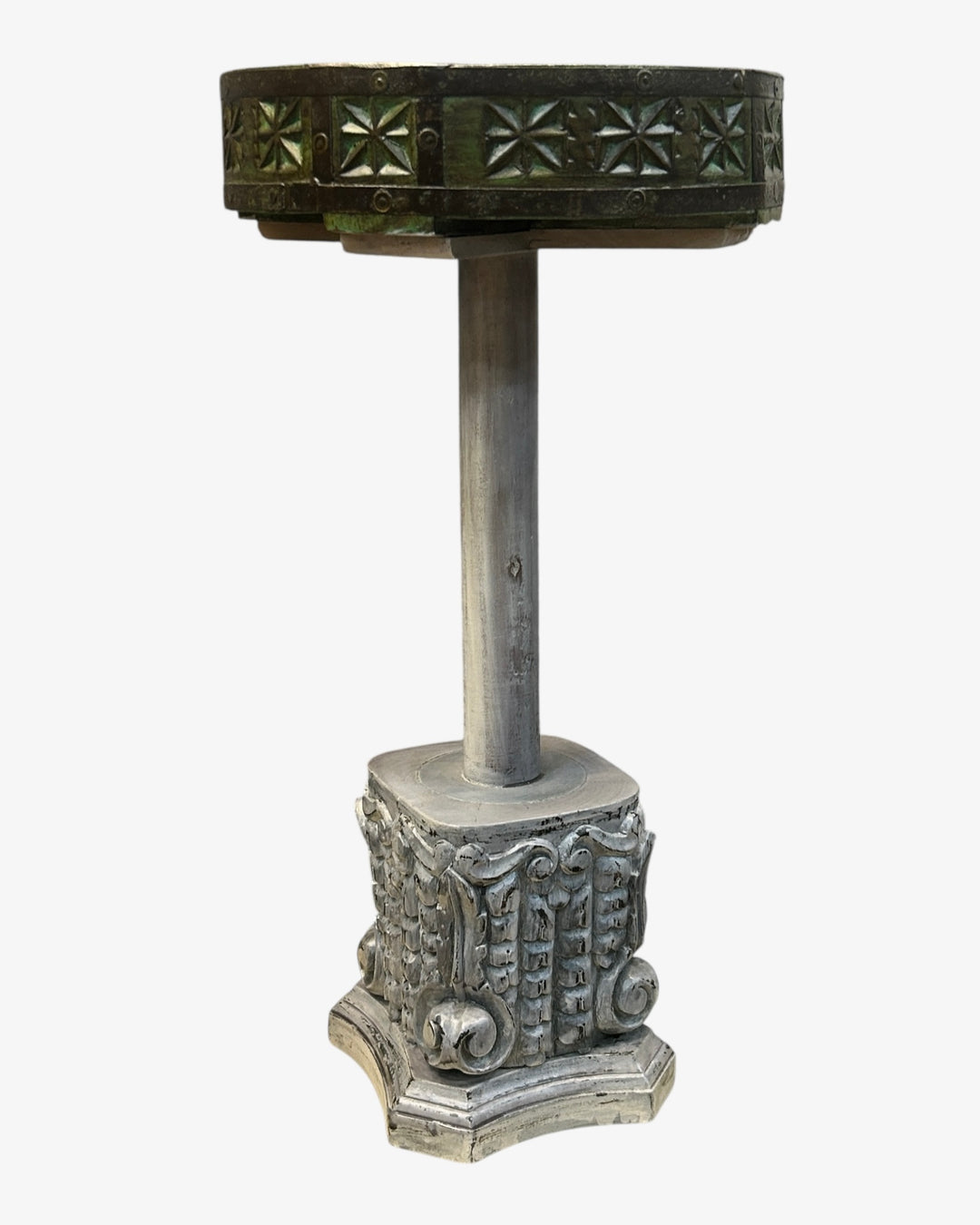 Ameen White and Green Side Table