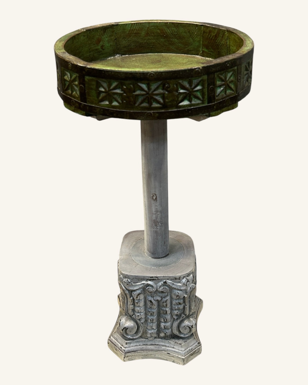 Ameen White and Green Side Table