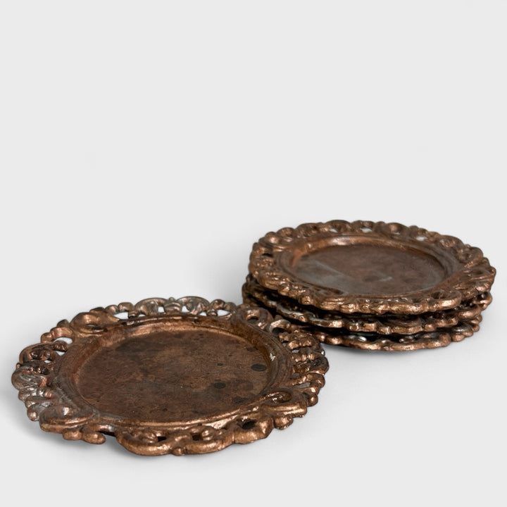 Cast White Metal Coaster Set