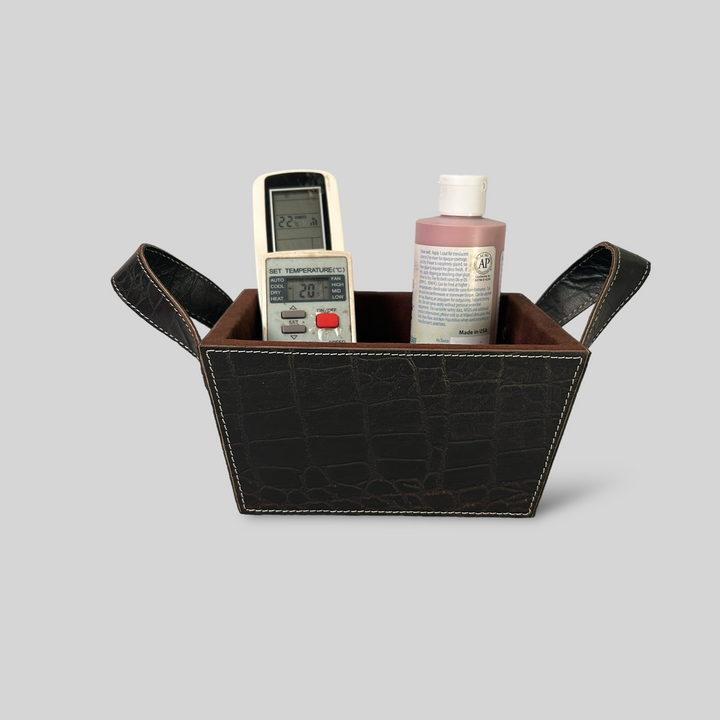 Black Leather Basket