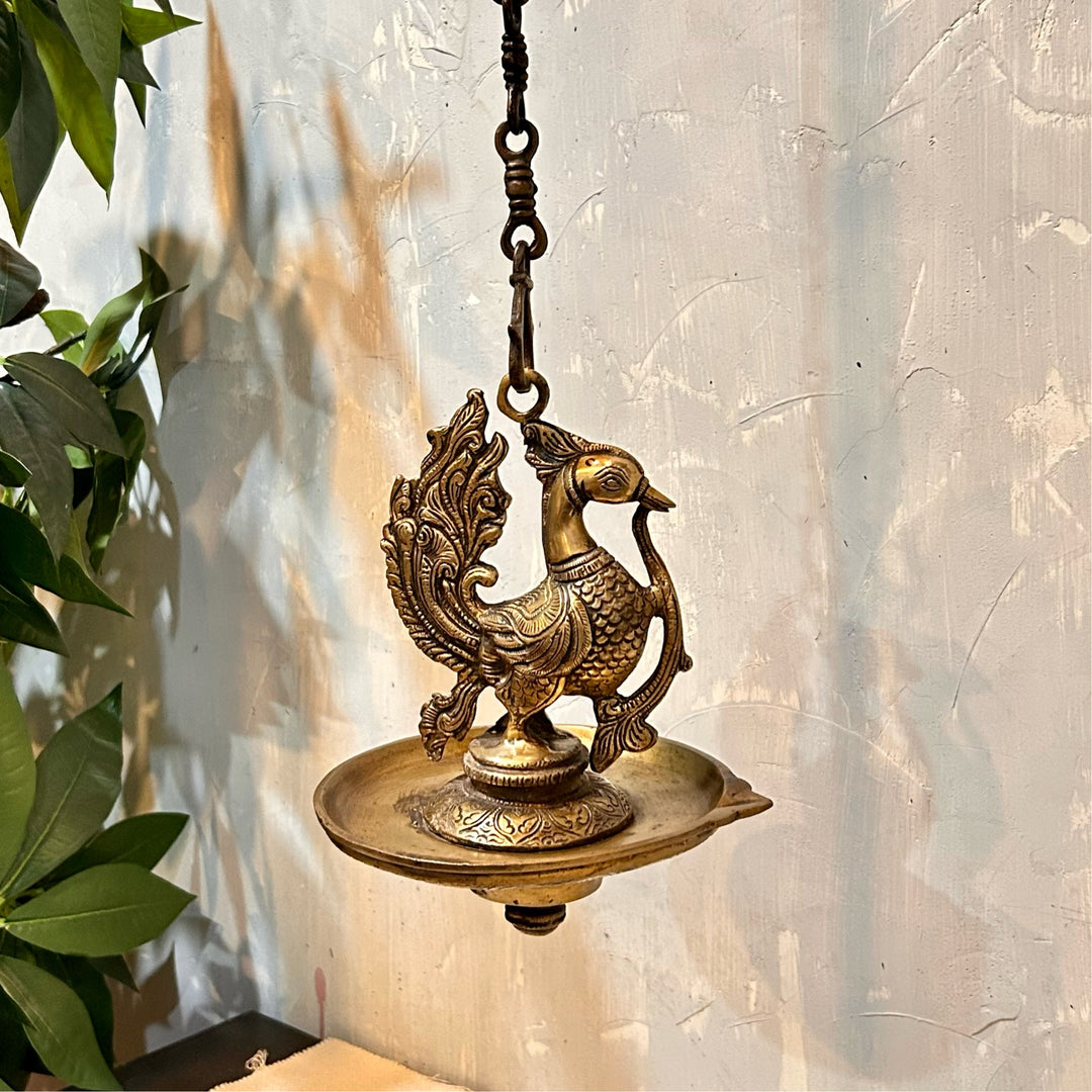 Brass Peacock Diya