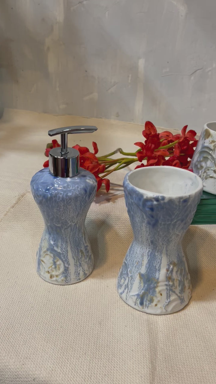 Blue Porcelain Bath Set of 3